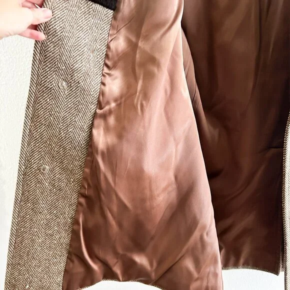 VINTAGE 60s/70s Pendleton Virgin Wool Herringbone Ranch Coat Loomed in Oregon - Picture 10 of 10